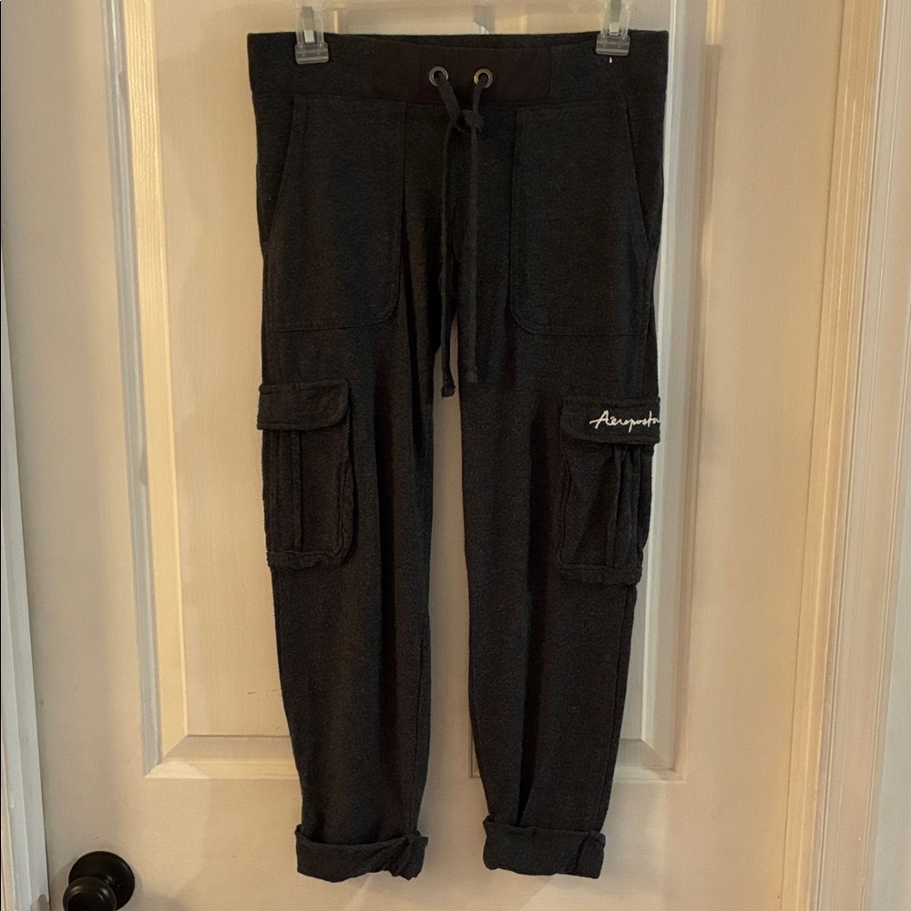 Aeropostale Charcoal Pants with Embroidered Logo